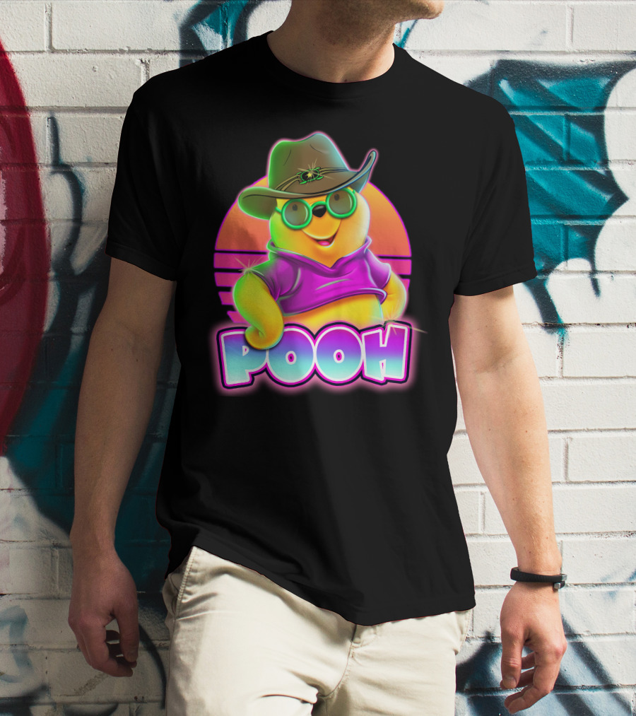 Pooh Retro Neon Style With Sunglasses And Hat T-Shirt