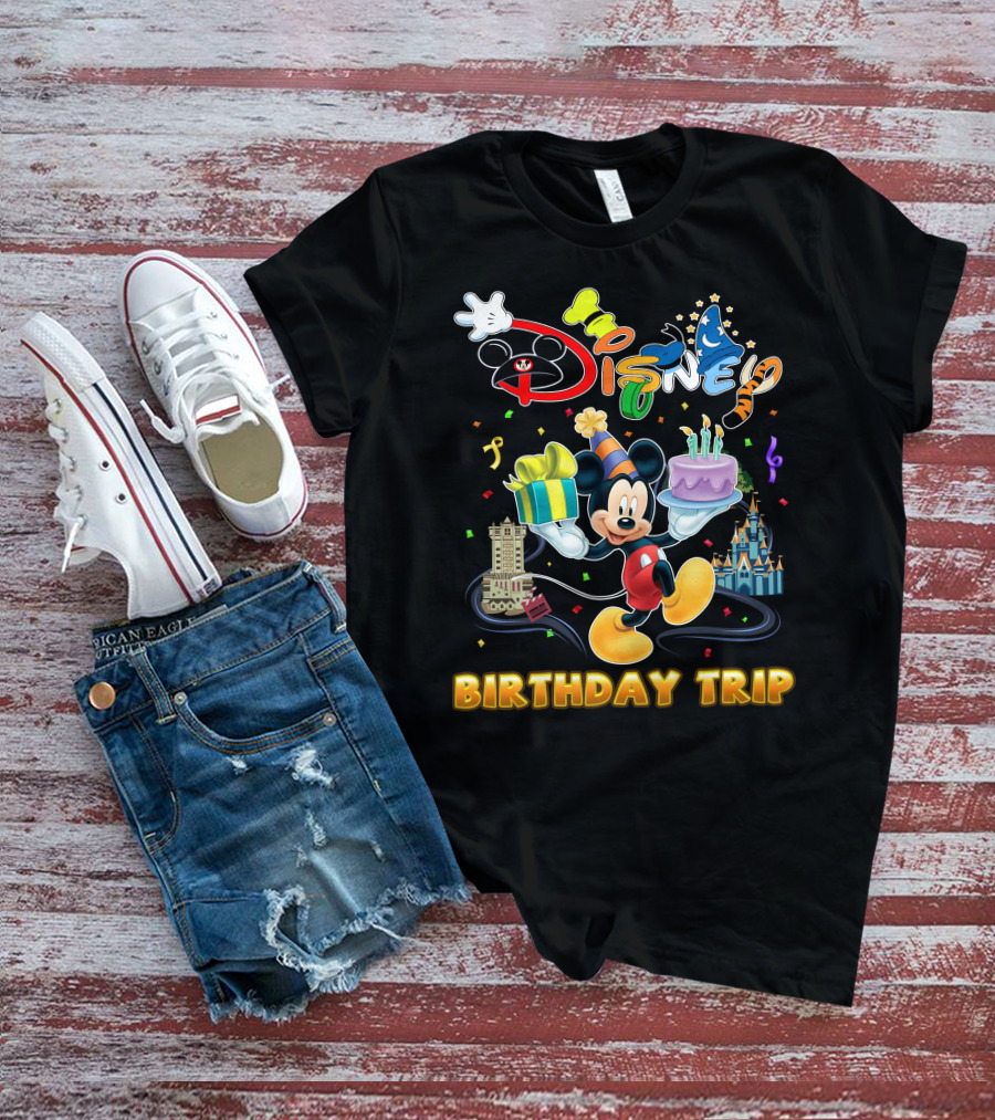 Mickey Disney Birthday Trip Celebration With Cake And Presents T-Shirt