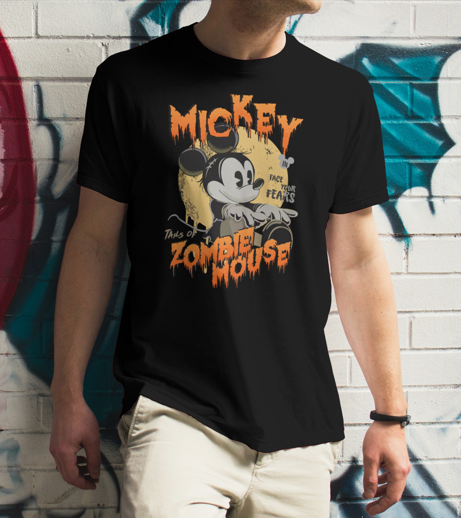 Mickey Tails Of Zombie Mouse Face Your Fears T-Shirt