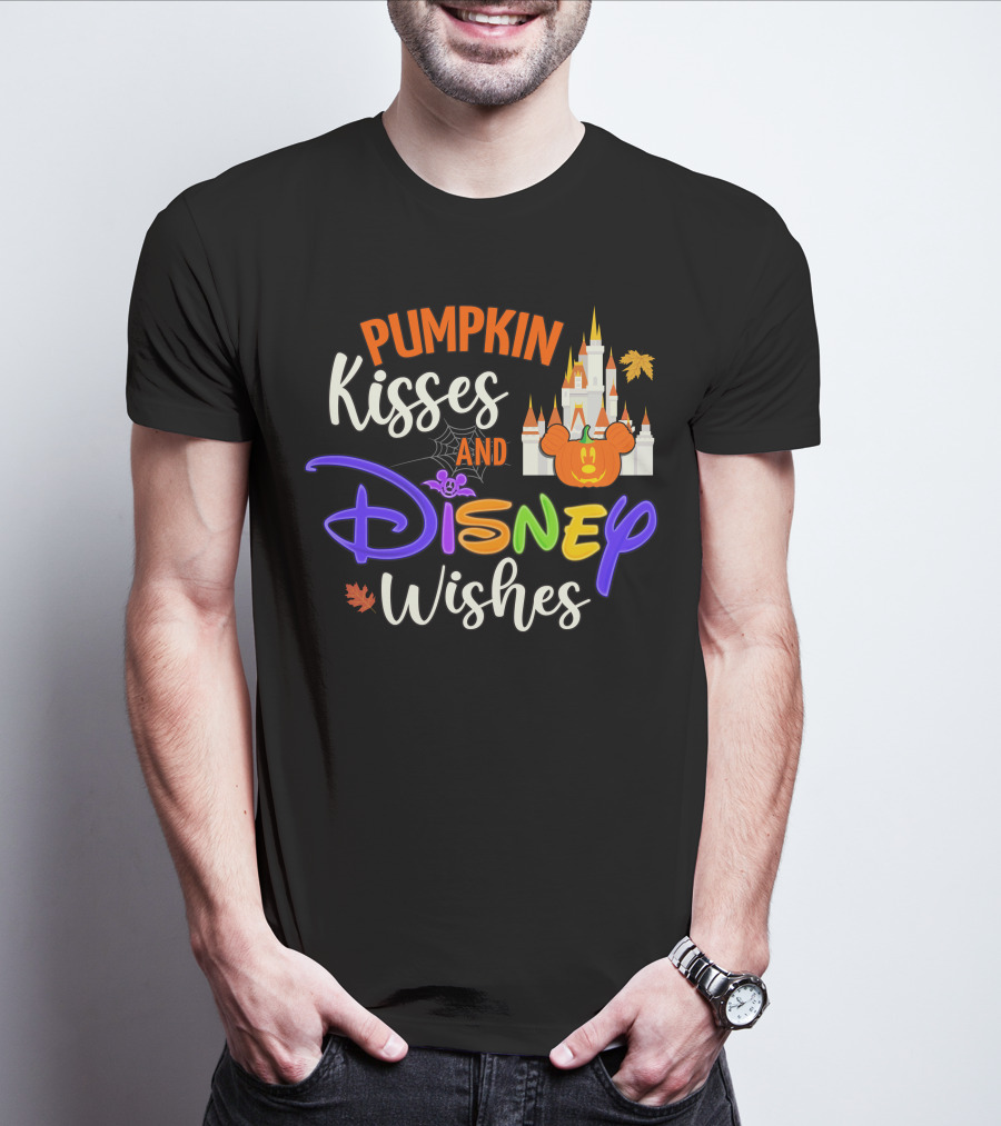 Pumpkin Kisses And Disney Wishes Magic Castle Mickey Pumpkin T-Shirt