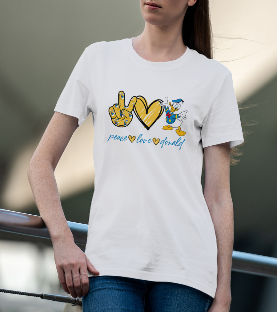 Peace Love Donald Duck Peace Hand Heart T-Shirt