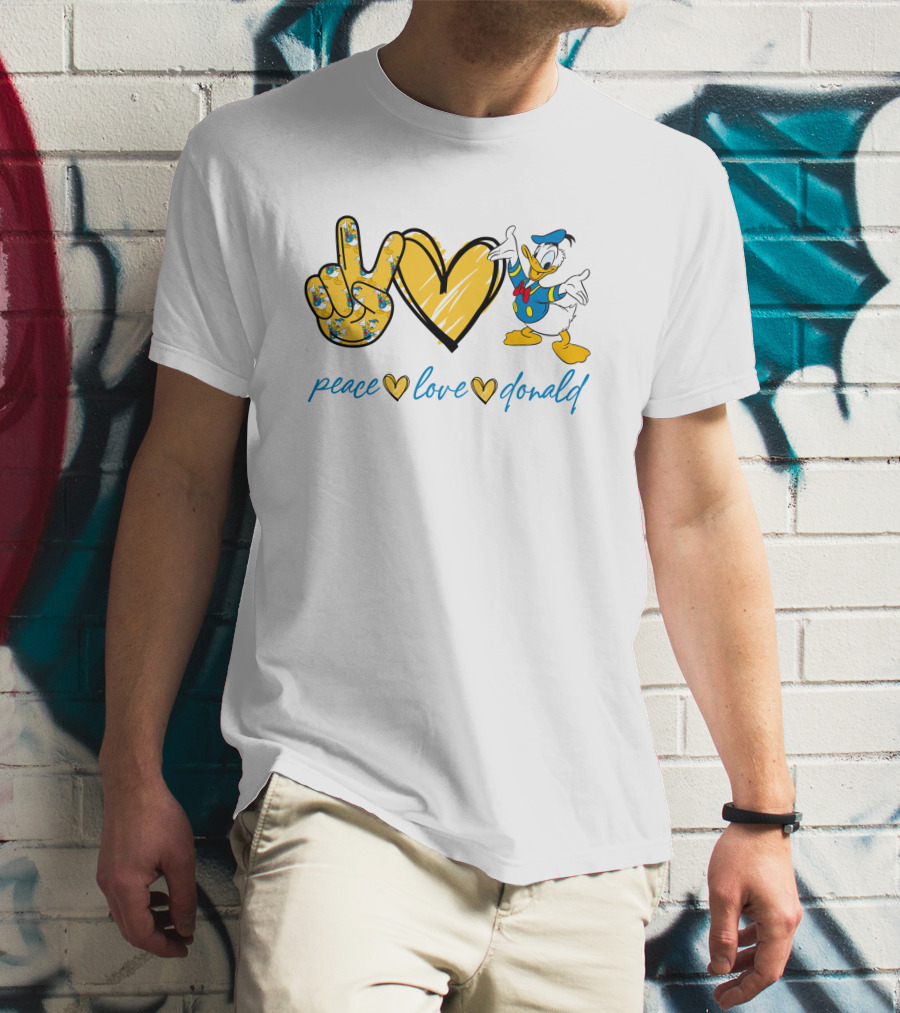 Peace Love Donald Duck Peace Hand Heart T-Shirt