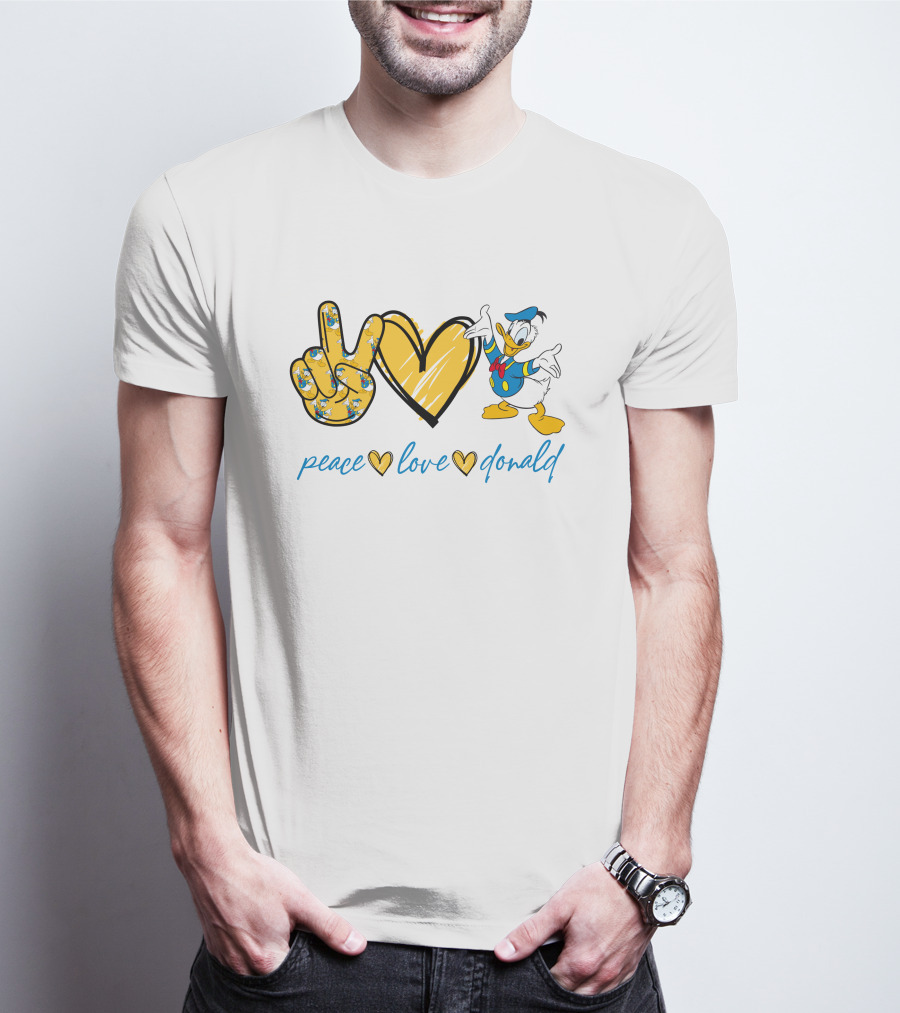 Peace Love Donald Duck Peace Hand Heart T-Shirt