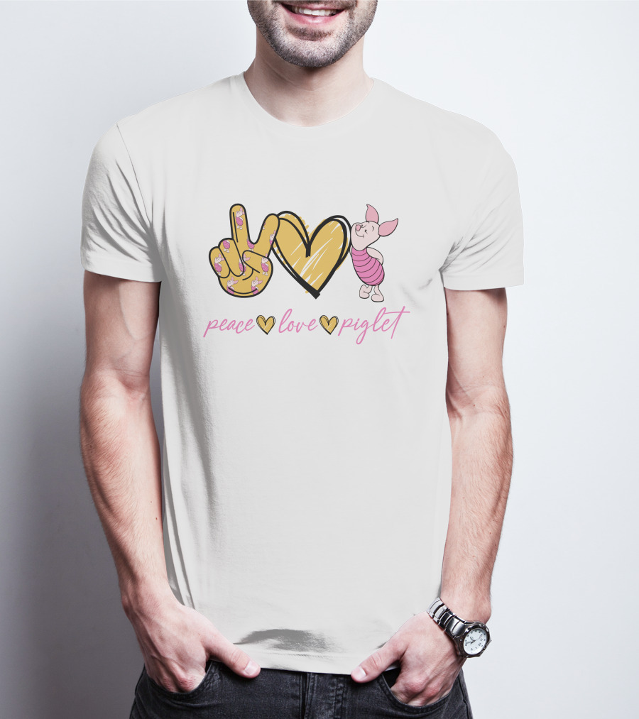 Peace Love Piglet Peace Sign Heart Piglet Character T-Shirt