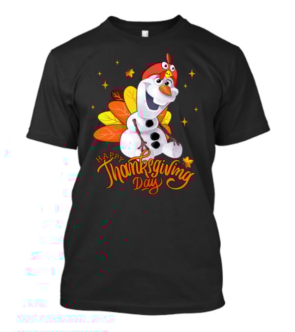 Happy Thanksgiving Day Olaf Snowman With Turkey Leaves And Stars T-Shirt