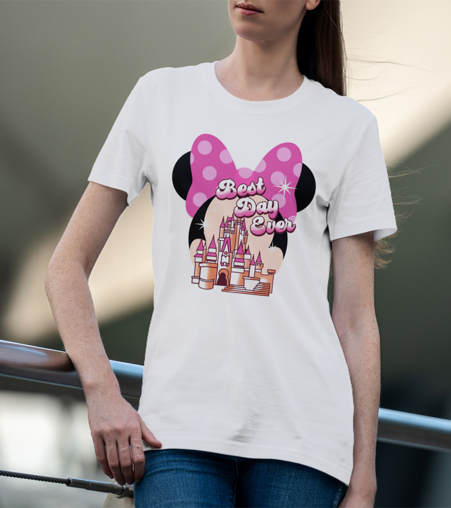 Minnie Best Day Ever Castle Pink Bow T-Shirt