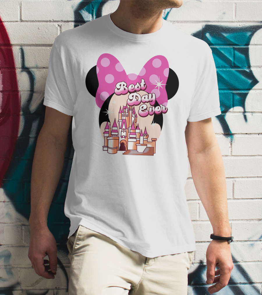 Minnie Best Day Ever Castle Pink Bow T-Shirt