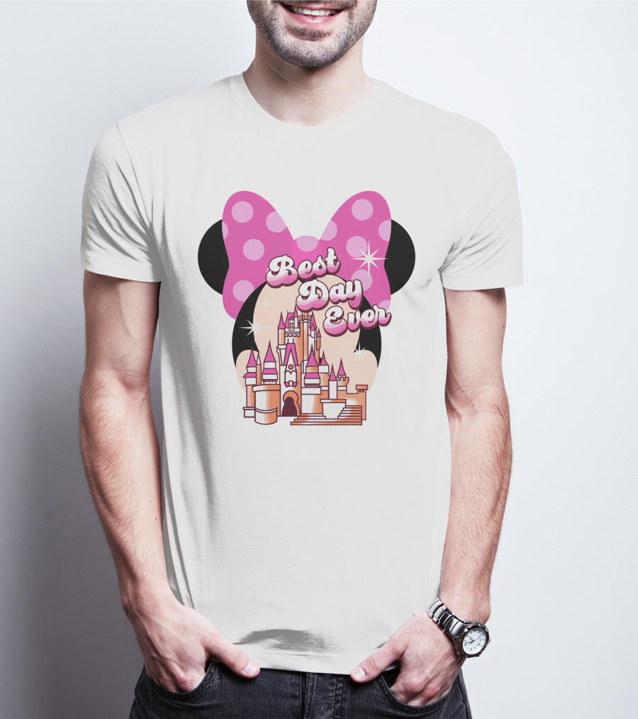 Minnie Best Day Ever Castle Pink Bow T-Shirt