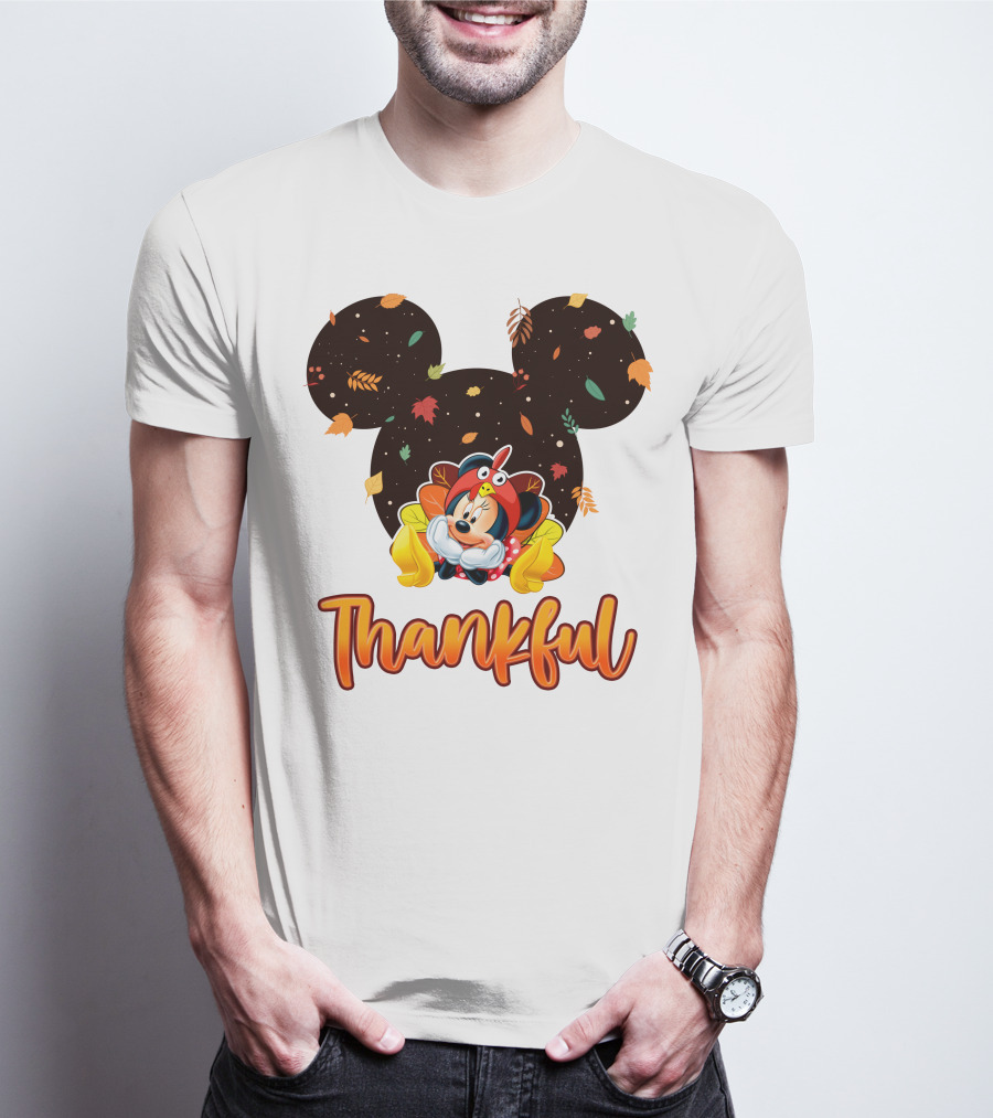 Thankful Minnie Mouse Autumn Leaves T-Shirt