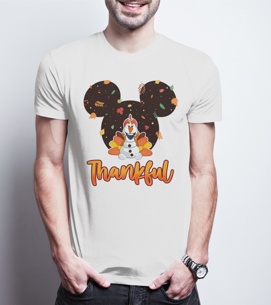 Thankful Olaf Autumn Leaves Mickey Ears T-Shirt