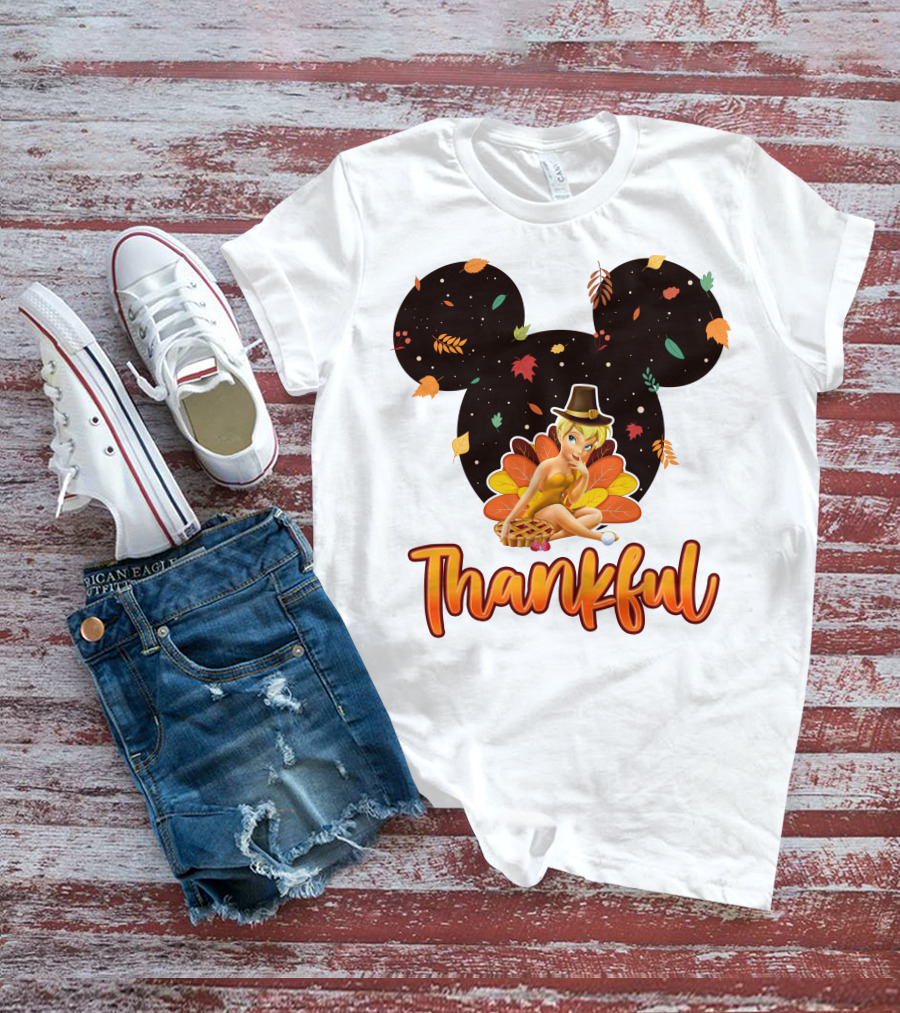 Thankful Tinkerbell Thanksgiving Mickey Ears T-Shirt