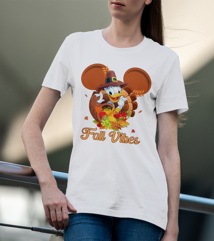 Fall Vibes Daisy Duck Cornucopia Thanksgiving T-Shirt