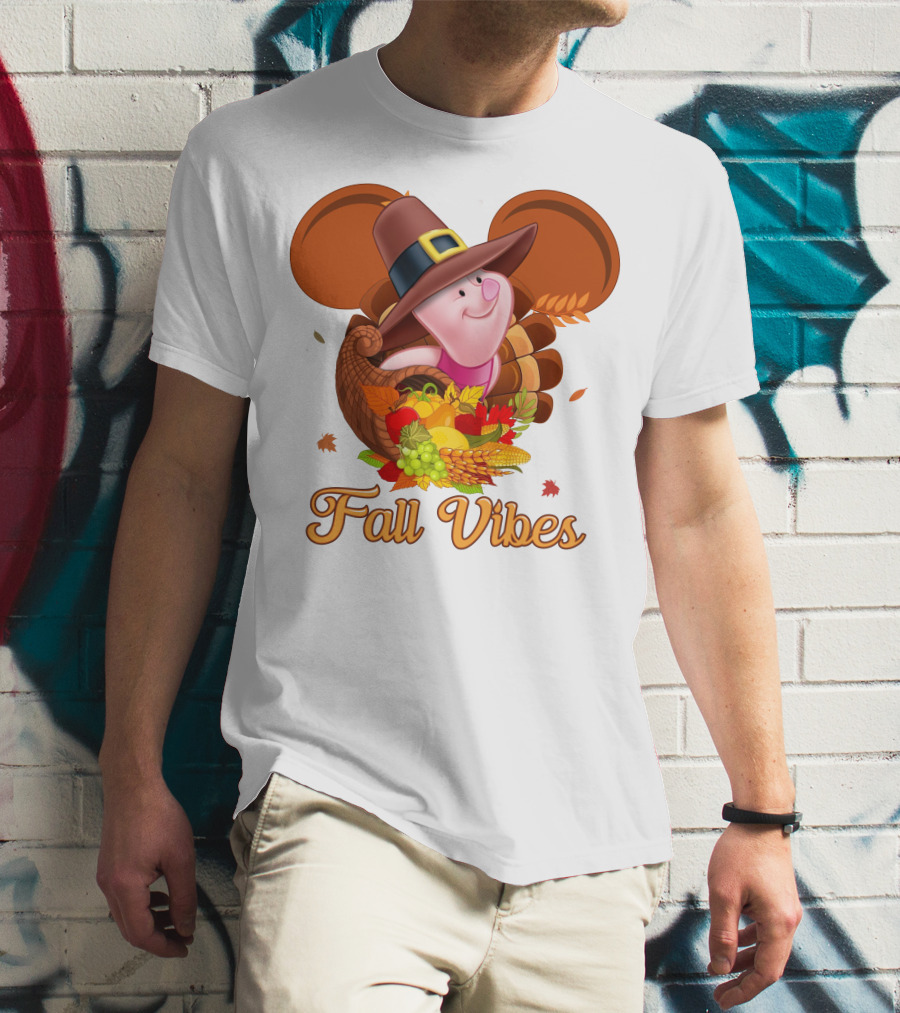 Piglet Fall Vibes Thanksgiving Cornucopia Disney Inspired T-Shirt