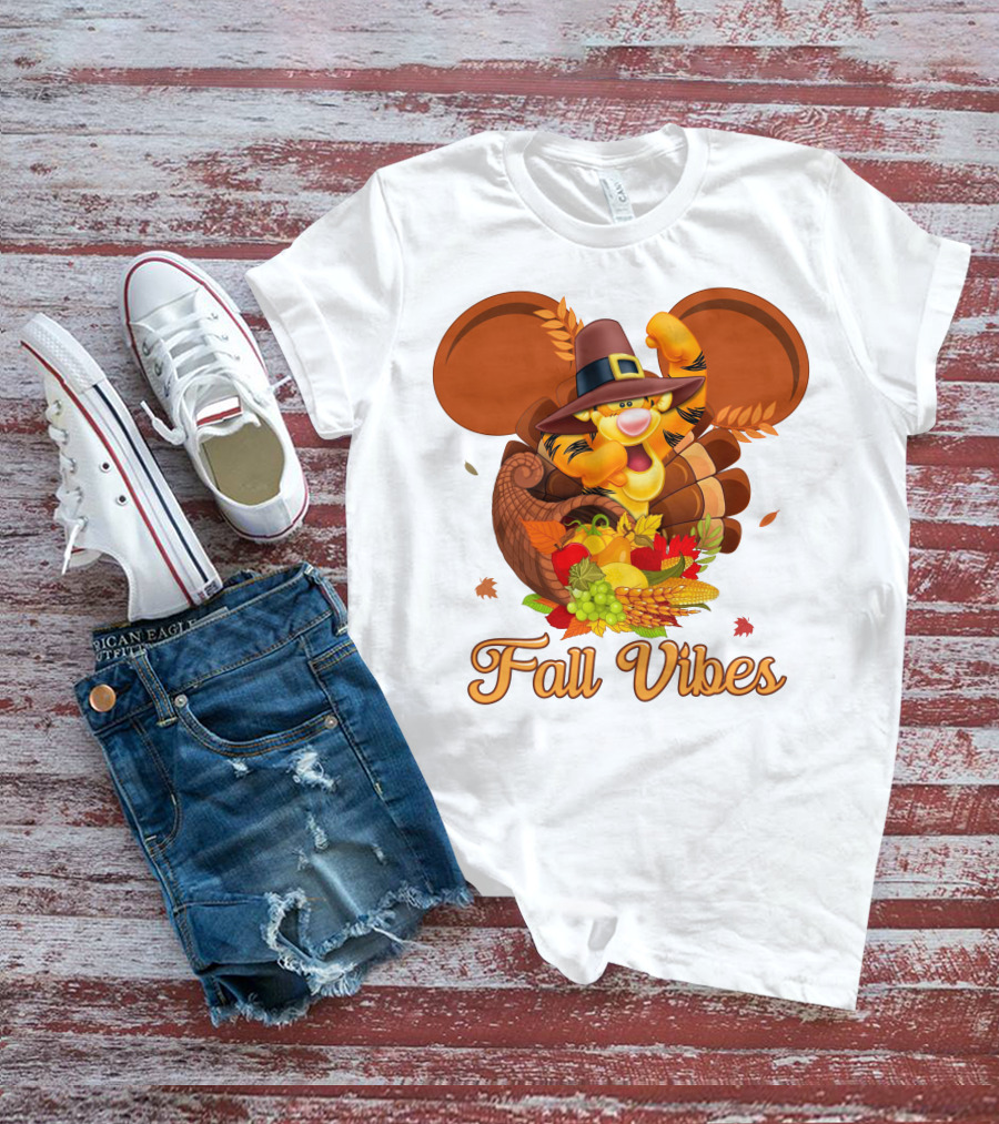 Tigger Fall Vibes Cornucopia Thanksgiving Mickey Ears T-Shirt