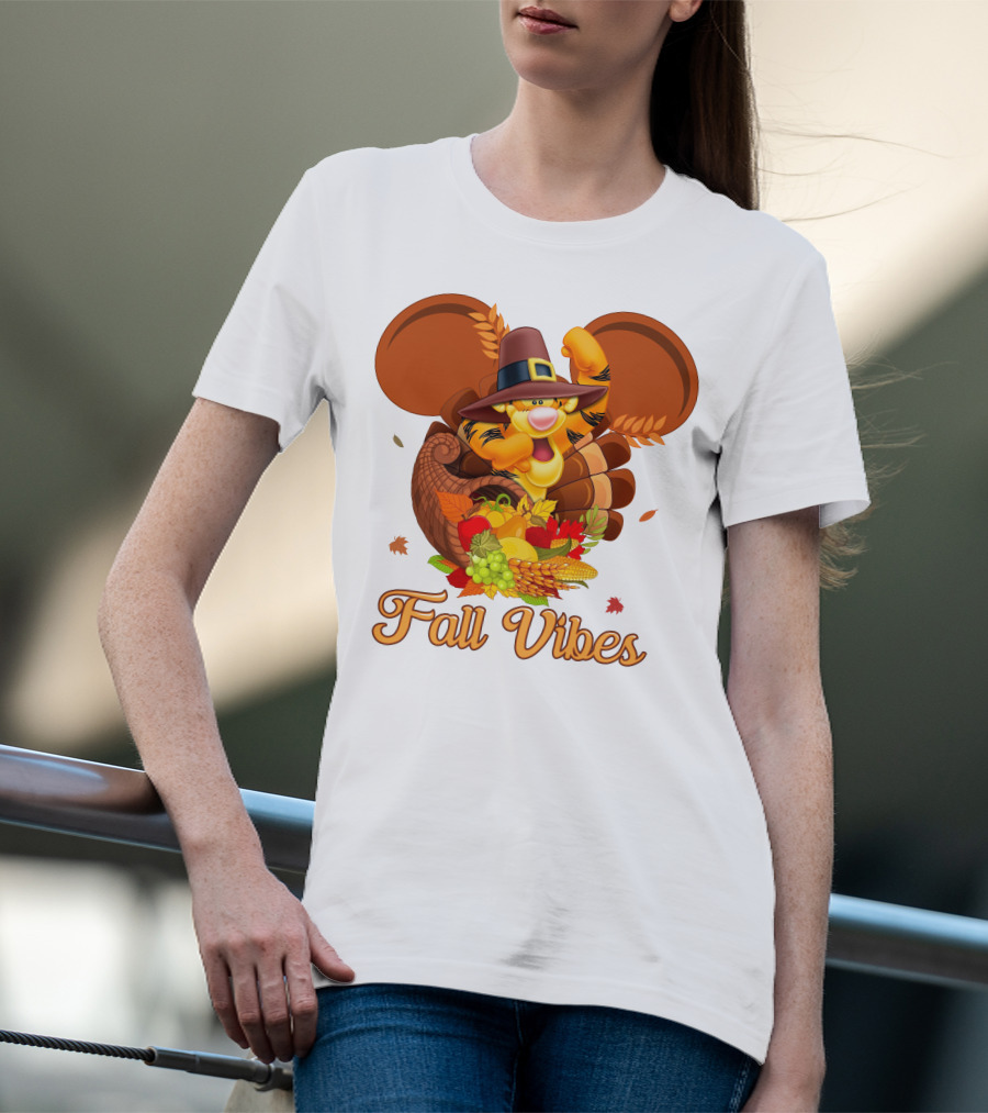 Tigger Fall Vibes Cornucopia Thanksgiving Mickey Ears T-Shirt