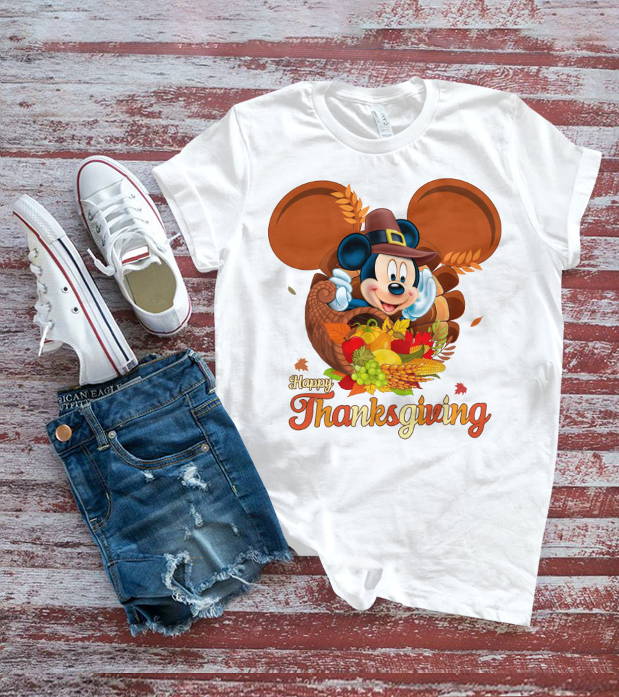 Mickey Happy Thanksgiving Cornucopia Celebration T-Shirt