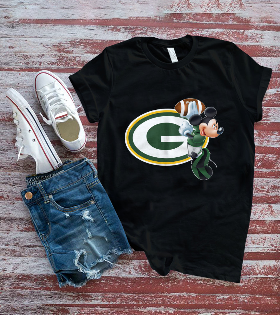 Mickey Mouse Green Bay Packers Football T-Shirt