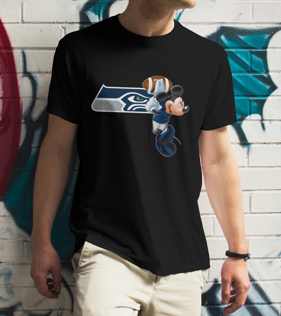Seattle Seahawks Mickey Football Jump T-Shirt