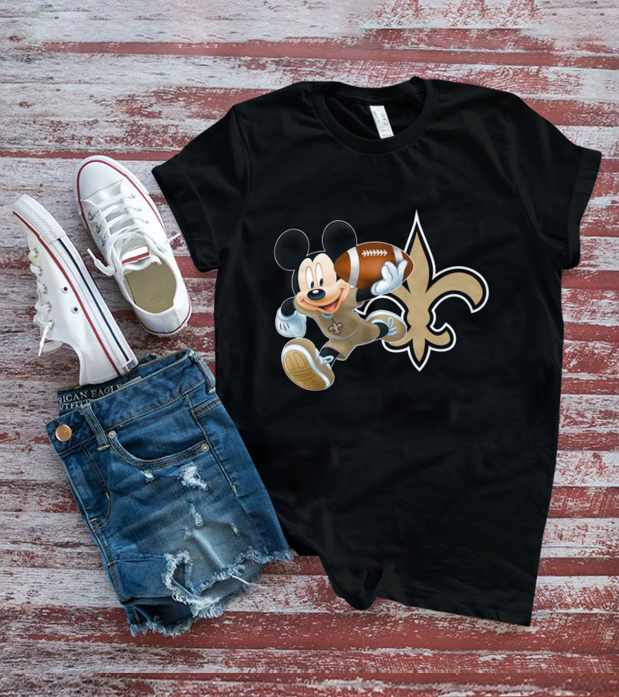 Mickey Nos New Orleans Saints Football Fleur-De-Lis T-Shirt
