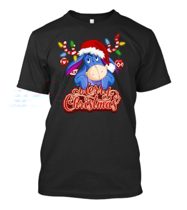 Eeyore Merry Christmas Santa Hat Reindeer Lights T-Shirt