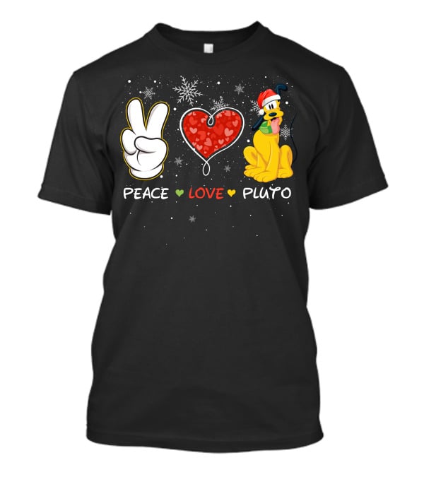 Peace Love Pluto Snowflakes Santa Hat T-Shirt