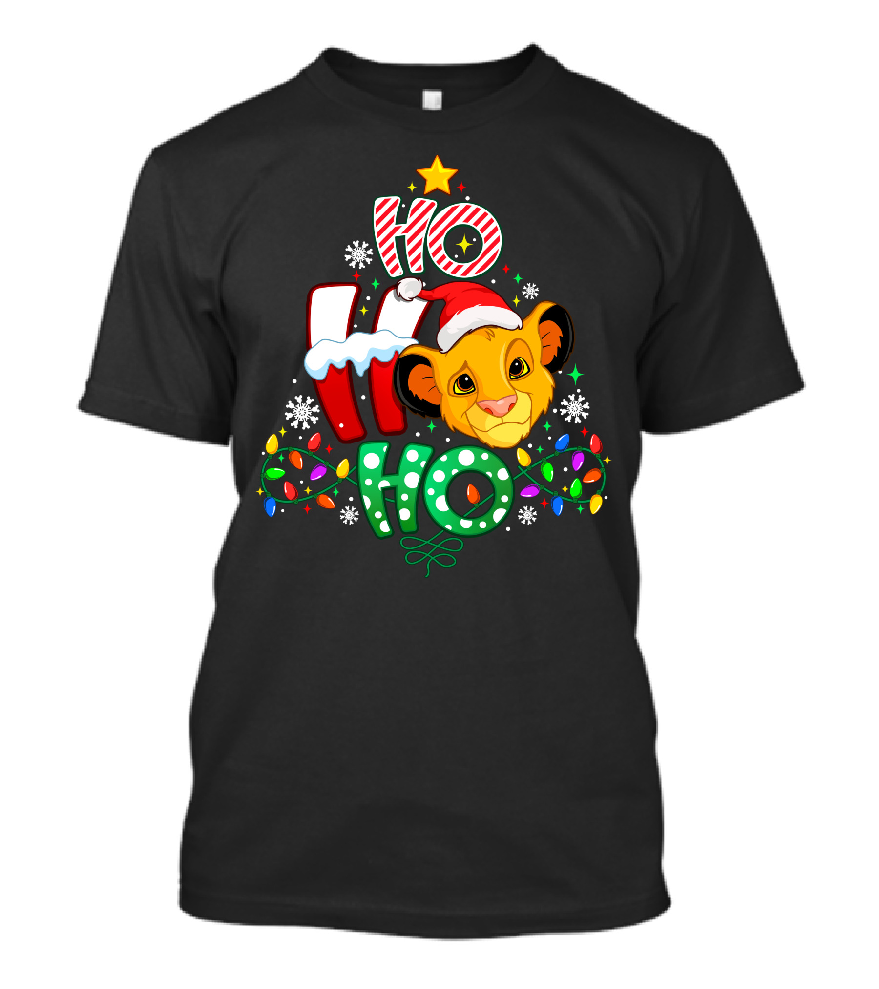 Ho Ho Ho Christmas Simba Lion King Holiday Lights T-Shirt