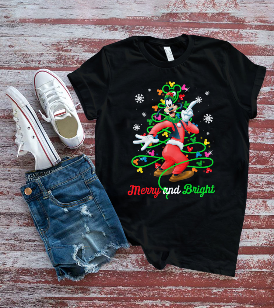 Merry And Bright Goofy Christmas Tree T-Shirt