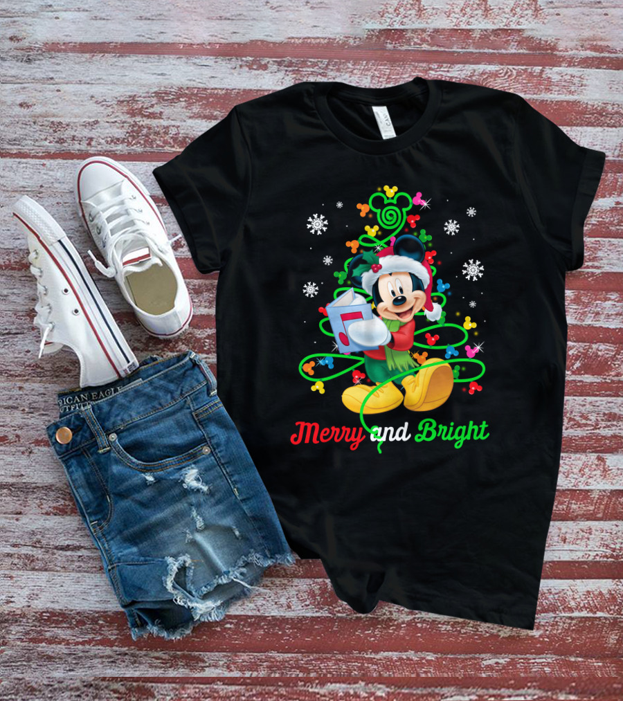 Mickey Mouse Merry And Bright Christmas Holiday Magic T-Shirt