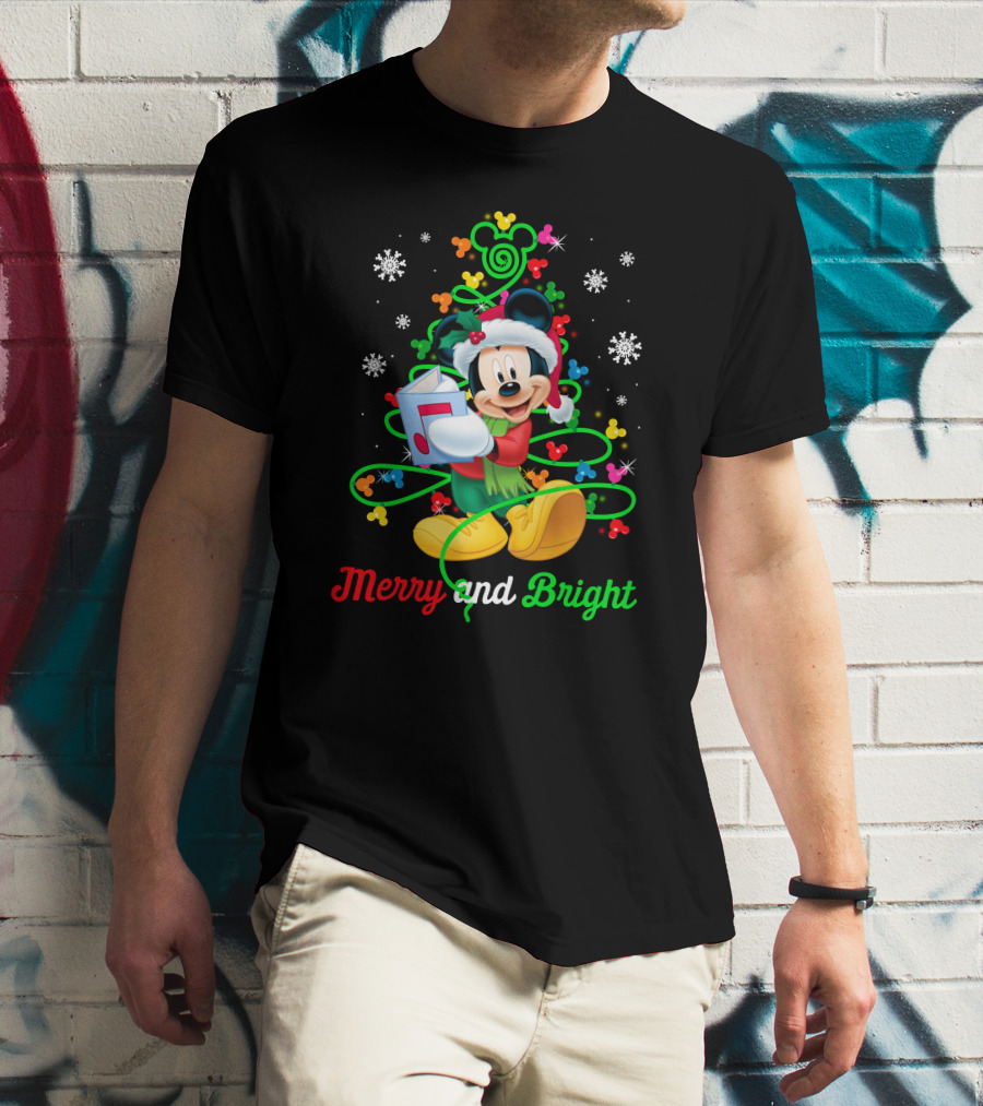 Mickey Mouse Merry And Bright Christmas Holiday Magic T-Shirt