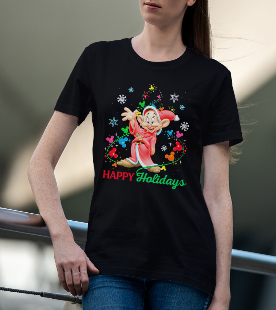 Happy Holidays Dopey Disney Snow White Christmas Magic T-Shirt