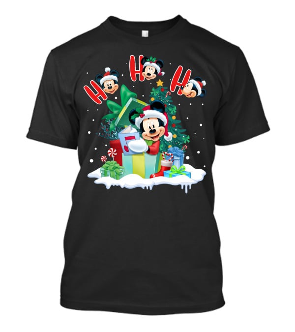 Mickey Christmas Holiday Cheer Ho Ho Ho Holiday Gifts And Tree T-Shirt