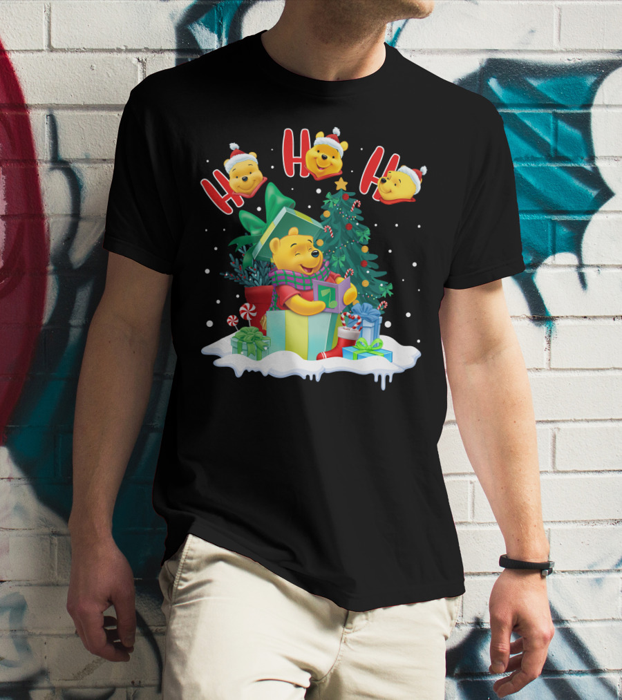 Ho Ho Ho Winnie The Pooh Christmas Presents And Tree T-Shirt