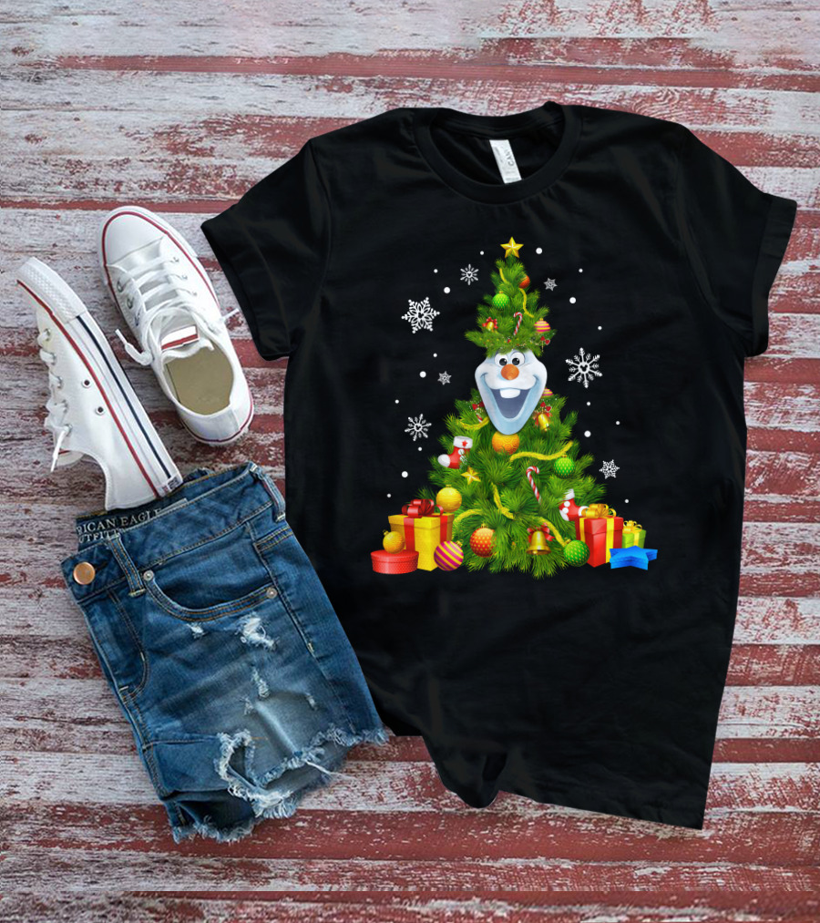 Olaf Christmas Tree Holiday Presents Snowflakes T-Shirt