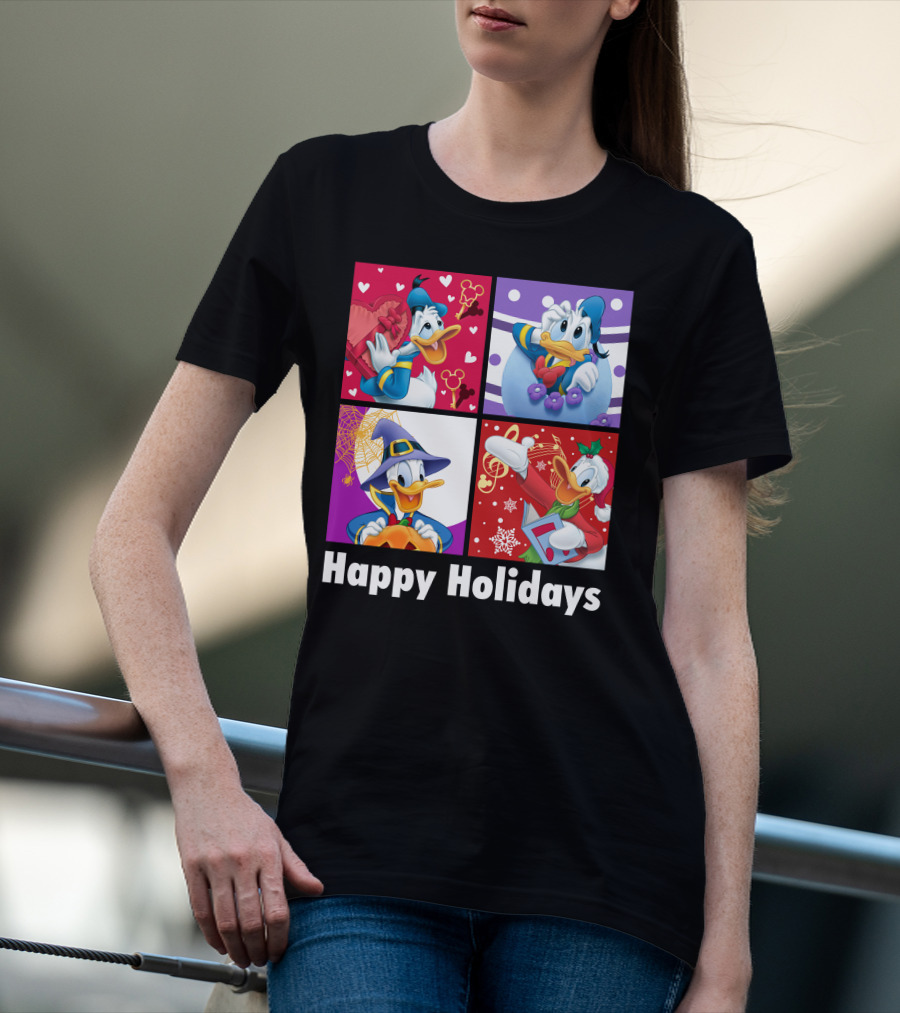 Happy Holidays Donald Duck Seasonal Cheer T-Shirt