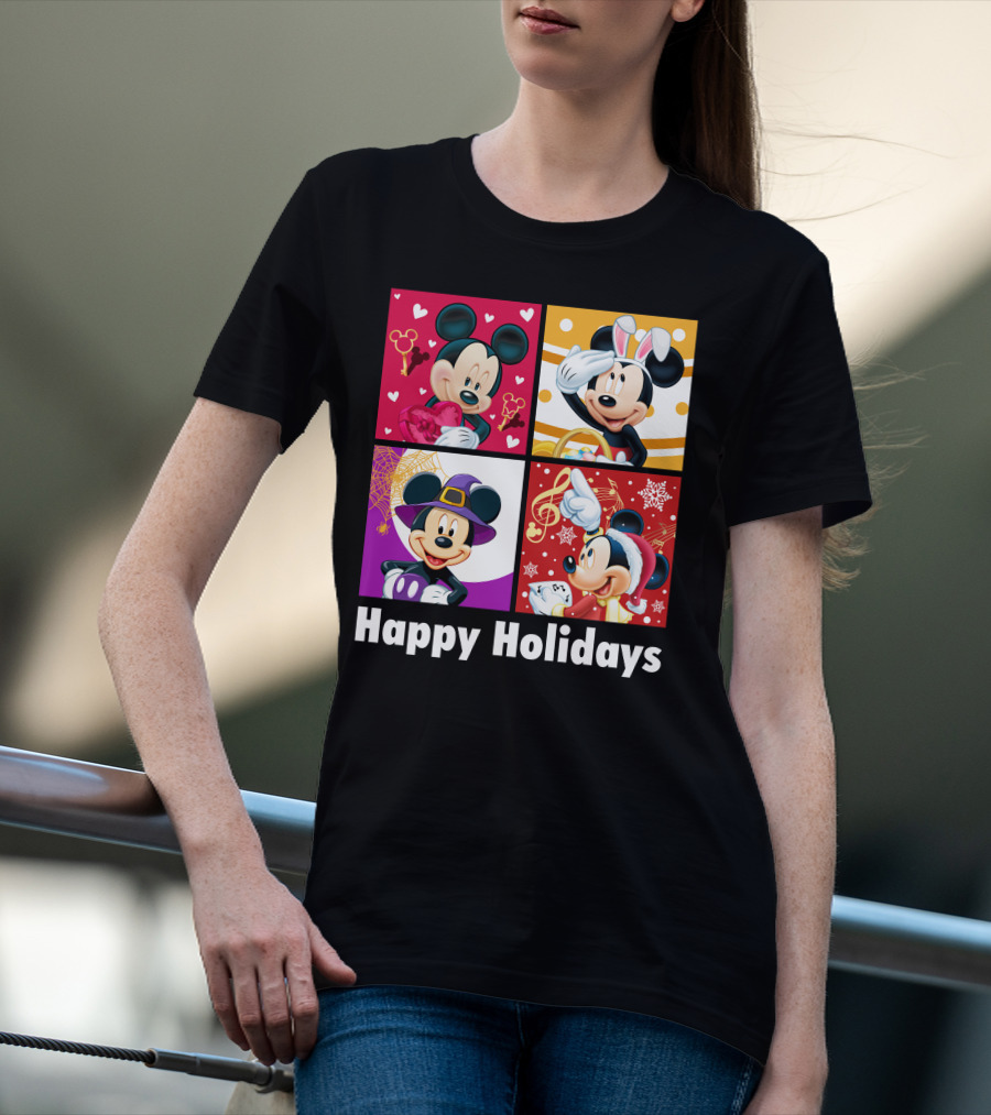 Happy Holidays Mickey Mouse Seasonal Quartet T-Shirt