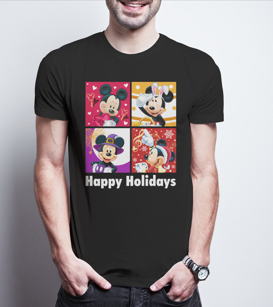Happy Holidays Mickey Mouse Seasonal Quartet T-Shirt