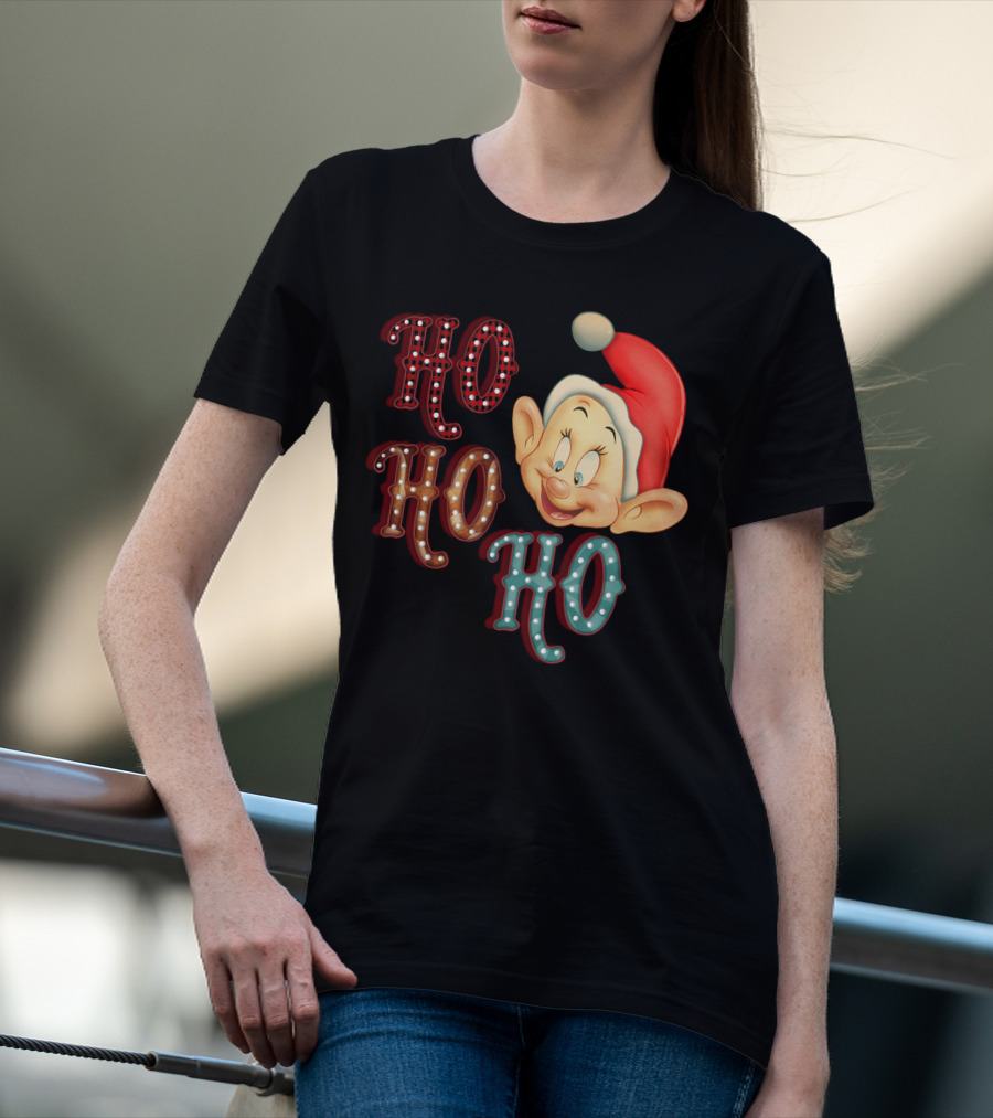 Ho Ho Ho Dopey Santa Hat Christmas Theme T-Shirt