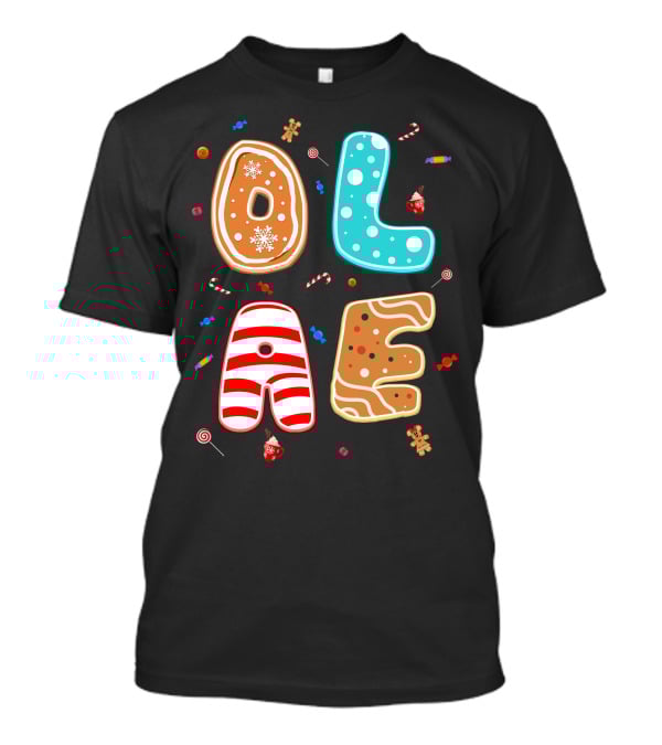 Olaf Gingerbread Candy Christmas Letters T-Shirt