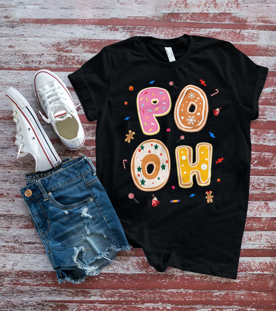Pooh Christmas Gingerbread Candy Cane Cookies T-Shirt
