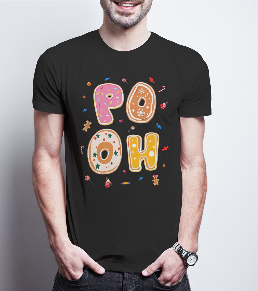 Pooh Christmas Gingerbread Candy Cane Cookies T-Shirt