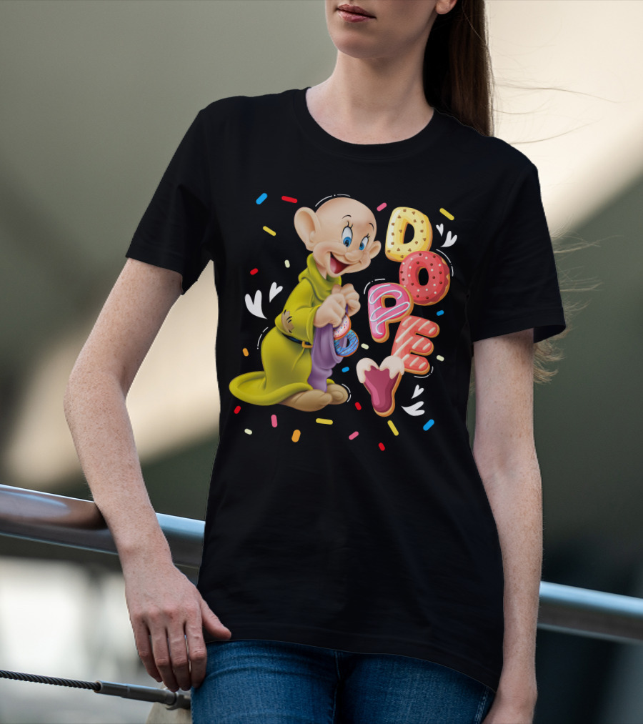 Dopey Disney Character With Colorful Donut Sprinkle Letters T-Shirt