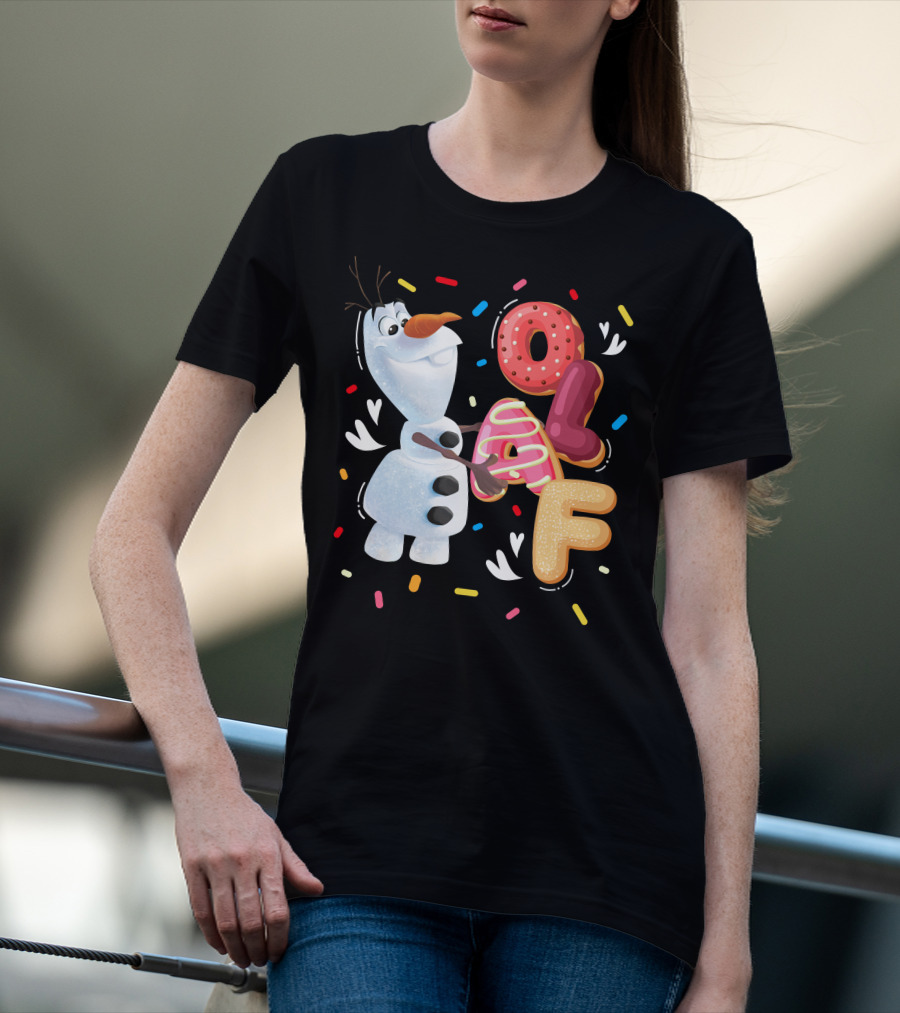 Olaf Doughnut Letters With Colorful Sprinkles Snowman T-Shirt