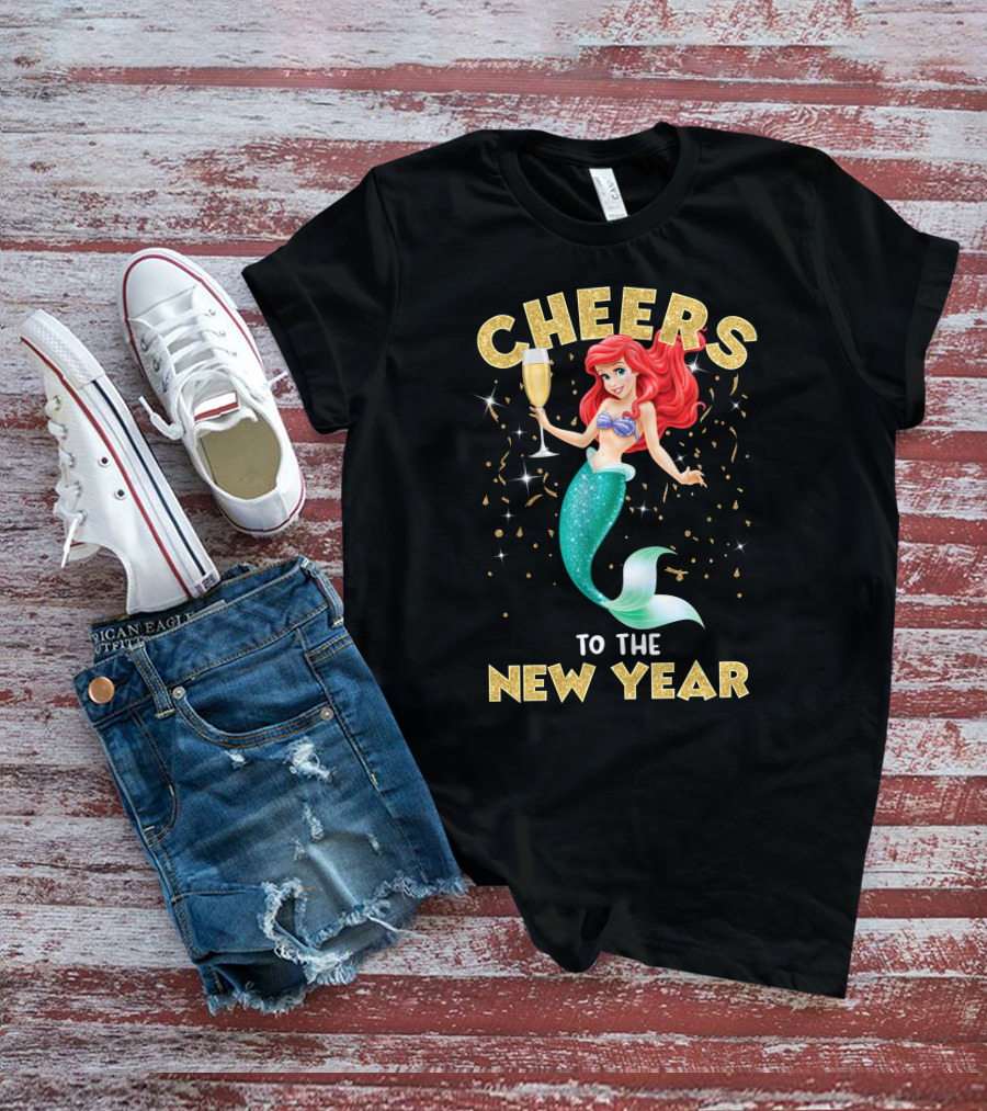 Cheers To The New Year Champagne Mermaid Celebration T-Shirt