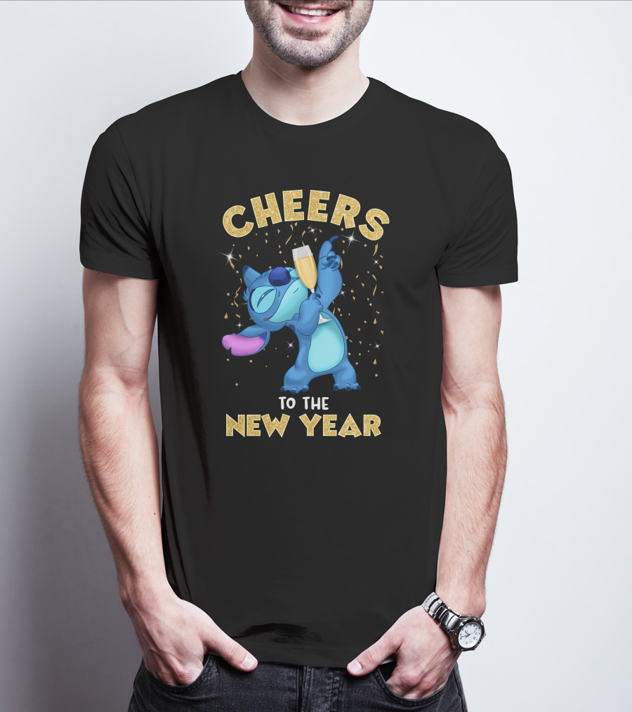 Cheers To The New Year Stitch Champagne Celebration T-Shirt