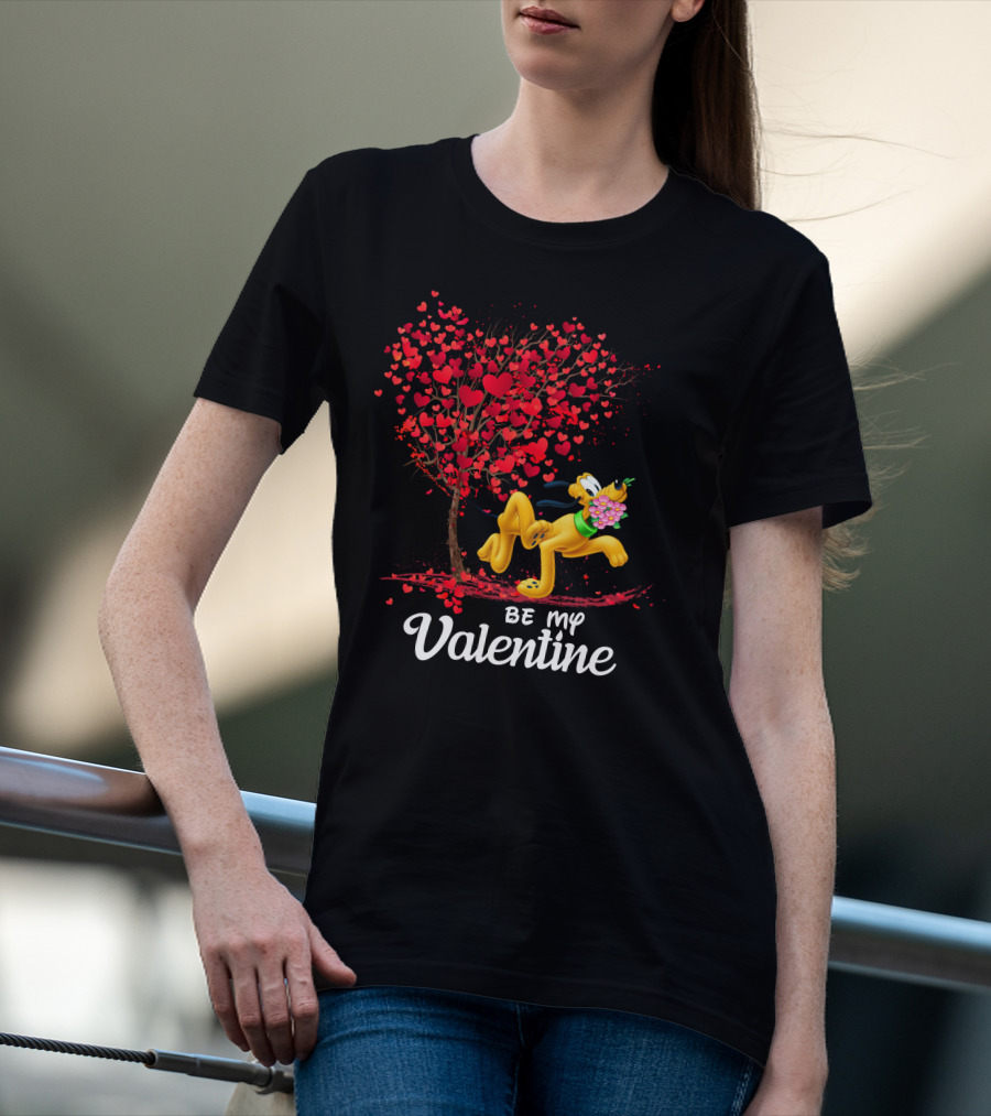 Pluto Be My Valentine Heart Tree Flowers T-Shirt