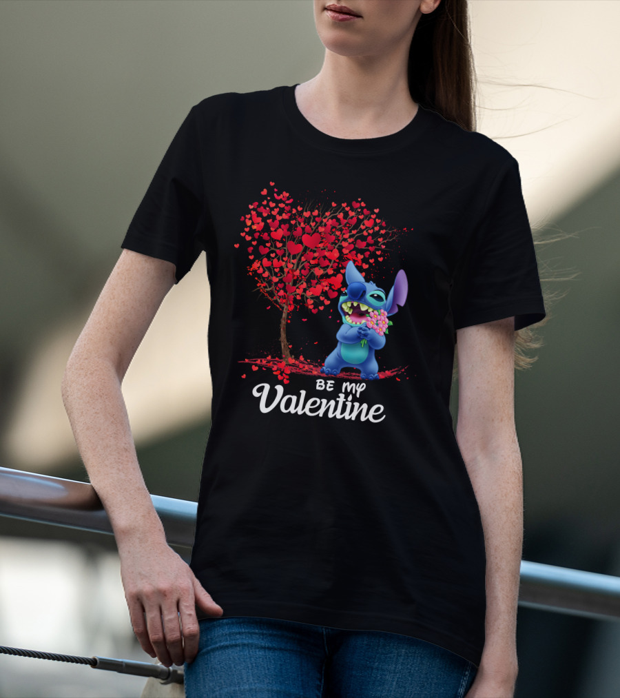 Lilo And Stitch Be My Valentine Heart Tree T-Shirt