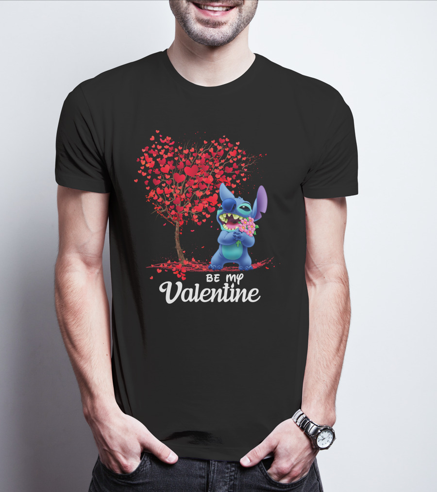Lilo And Stitch Be My Valentine Heart Tree T-Shirt