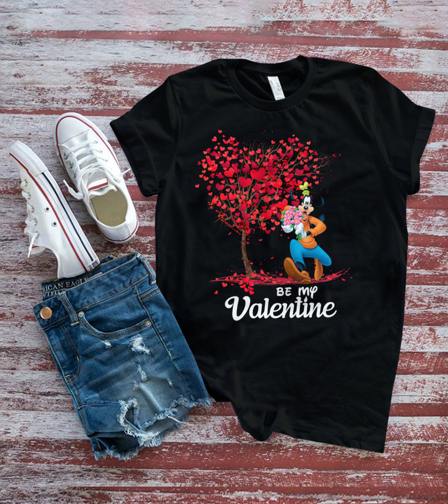 Goofy Be My Valentine With Heart And Tree T-Shirt