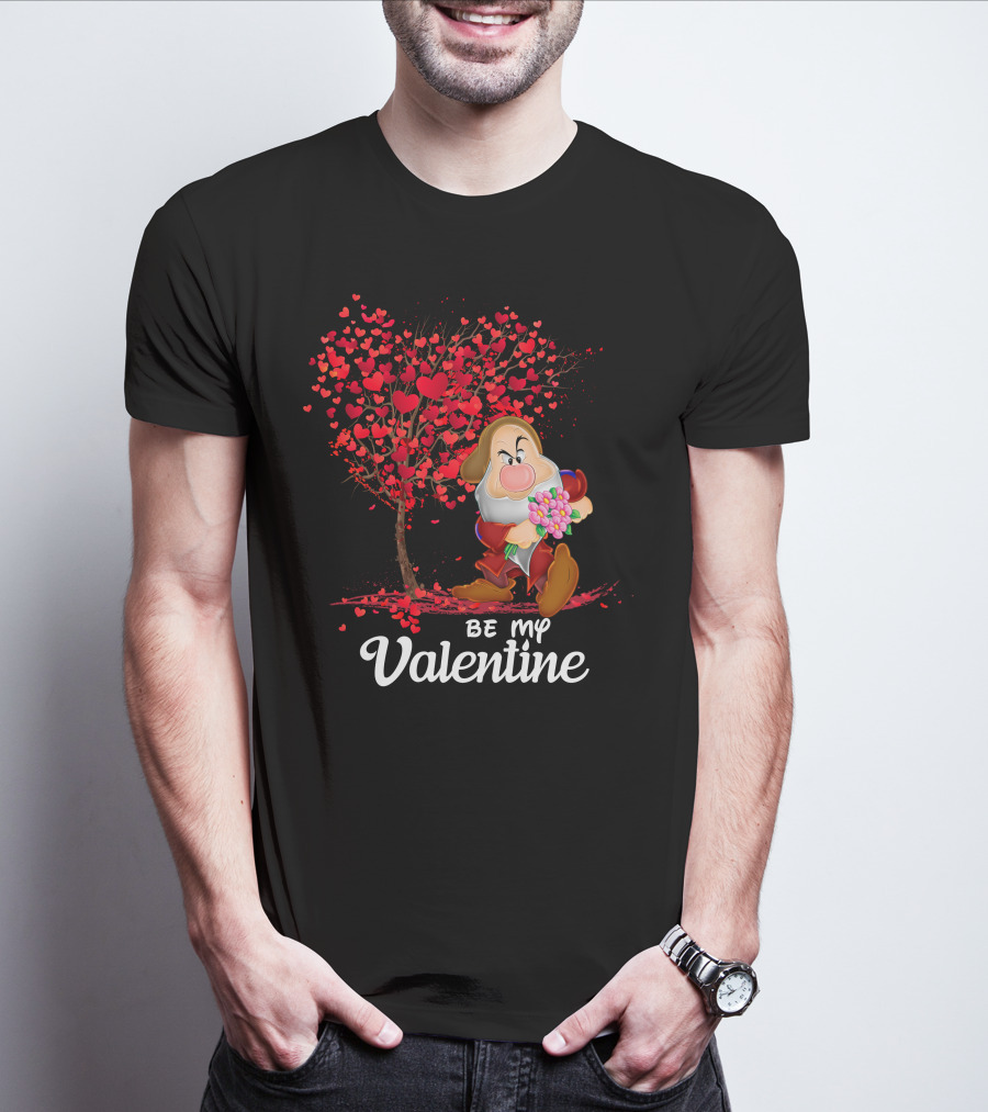 Grumpy Holding Flowers Be My Valentine With Heart Tree T-Shirt