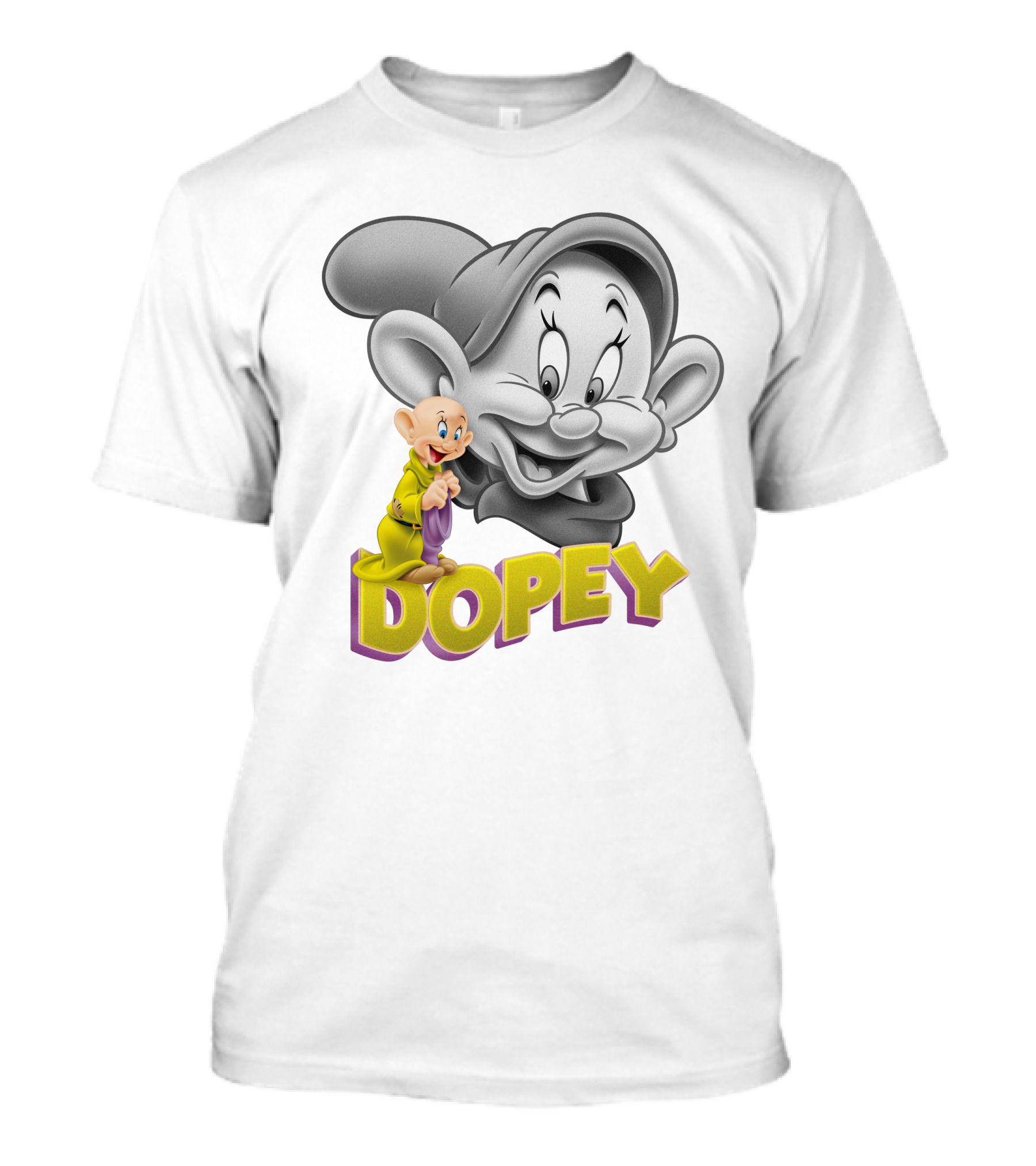 Dopey Disney Character With Cartoon Classic Style T-Shirt